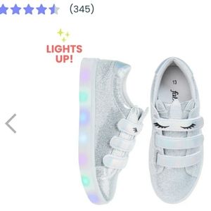 Brand New Light Up Silver Unicorn Sneakers, sz 12 unisex girls boys
